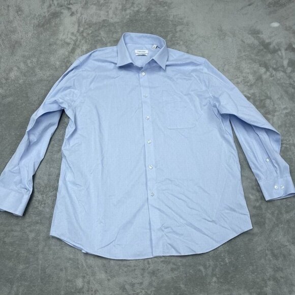Calvin Klein Mens Wrinkle-Free Dress Shirt XL Regular Fit Blue a1260 - Picture 1 of 8